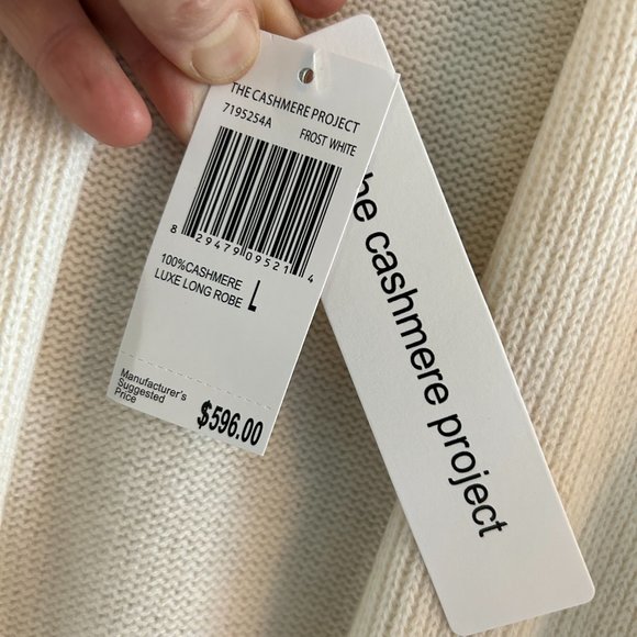 Frost White -  100% cashmere lounge robe NWT - Picture 6 of 10